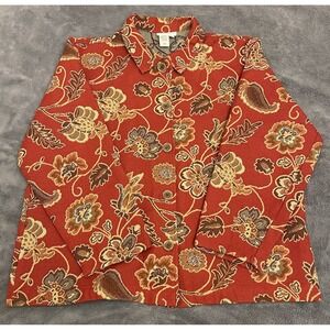 Coldwater Creek Multicolor Button Front Long Sleeve Jacket Large Made USA